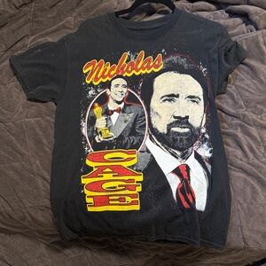 Black Nicholas Graphic Short-Sleeve Tee with Red & Yellow Accents